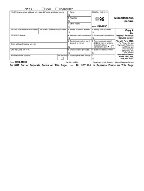 1999 Form IRS 1099-MISC Fill Online, Printable, Fillable, Blank - pdfFiller