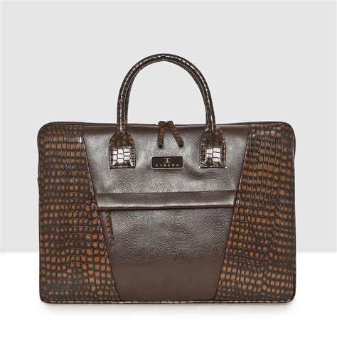 Buy ESBEDA Brown Color Classic Embossed Croco Medium Laptop Bag For ...
