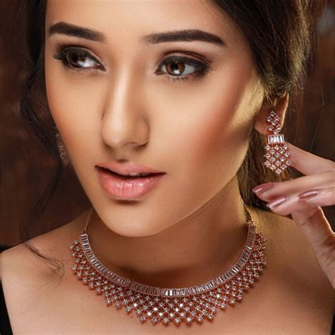 Buy Priyaasi Sparkling American Diamond Rose Gold-Plated Jewellery Set ...