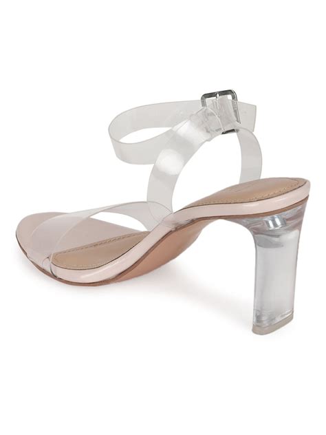 Nude Patent Perspex Clear Slim Block Heel Sandals (TP10175-NUD ...