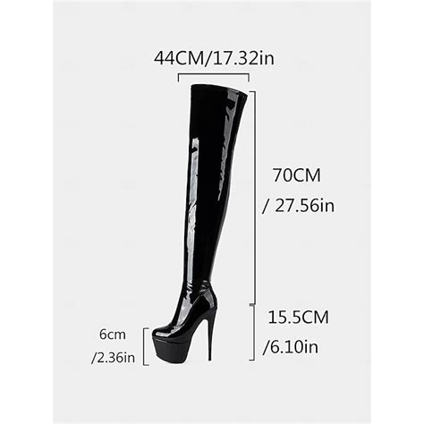 Women's Black Patent Leather Thigh High Platform Boots - Sexy Over the ...