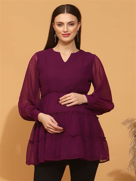 Buy Maternity Purple Tiered Top