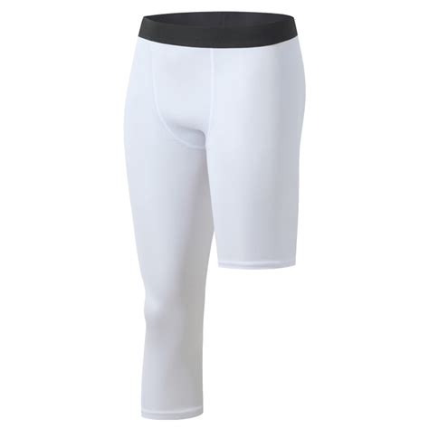 Oplxuo Men's 3/4 One Leg Compression Tights Basketball Sports Athletic ...