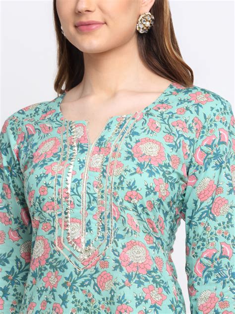 Soothing Green Pink Printed Sharara and Dupatta – anokherang