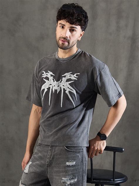 Charcoal Washed Bat Graphic Oversized Tshirt | Buy Mens Tshirts ...