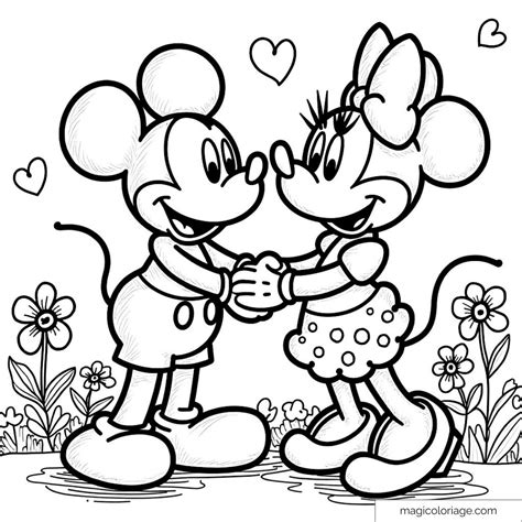 Mickey and Minnie in Love Coloring Page