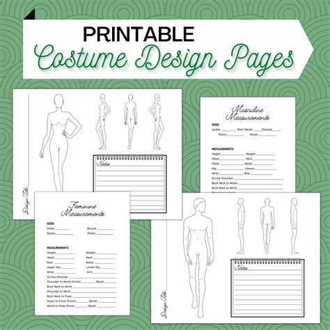 Printable, Fillable Costume Fashion Drawing Design Journal Pages Insert ...
