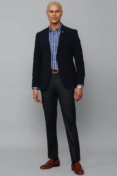 Buy Men Navy Slim Fit Solid Formal Blazer Online - 809077 | Allen Solly