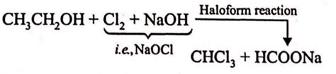 What is the product obtained when chlorine reacts with ethyl alcohol in ...
