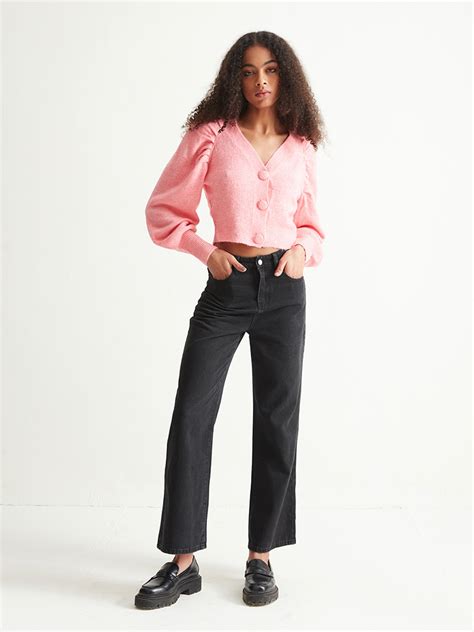 Pink Puff Crop Cardigan