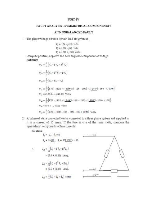 UNIT 4 - UNIT 4 Power System Analysis Notes - UNIT-IV FAULT ANALYSIS ...