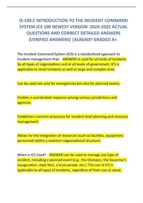 Image result for ICS 100 Answer Sheet