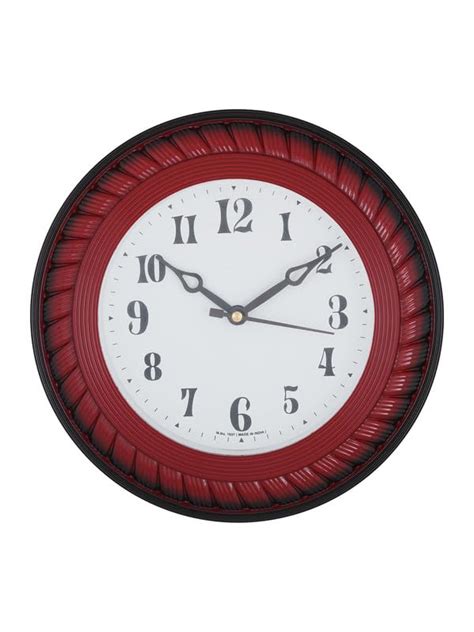 Buy CHRONIKLE Decorative Round Red Color Plastic Case Analog Wall Clock ...