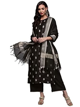 INDO ERA Women's Viscose Ethnic Motifs Straight Kurta Palazzo With ...
