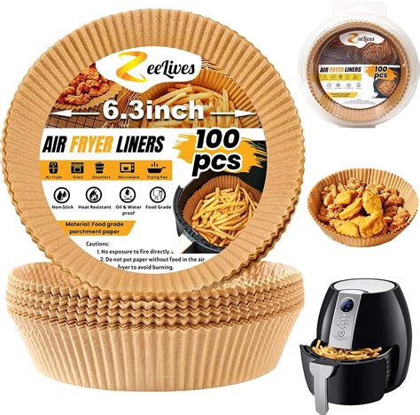 Buy Air Fryer Liners 6.3 inch Round (Fits 2-5Qt) – 100 Pcs Non-Stick ...