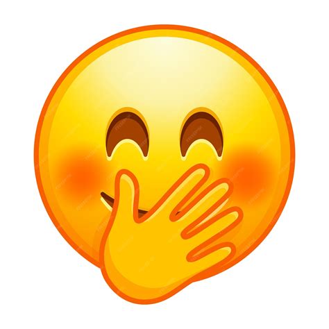 Top quality emoticon chuckle emoji emoticon cover mouth with hand while ...