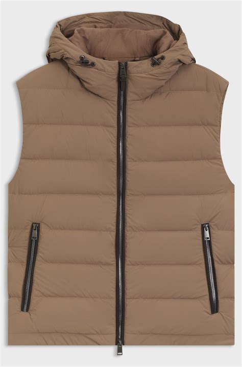 BOSS - Water-repellent hooded gilet with down filling - Light Brown