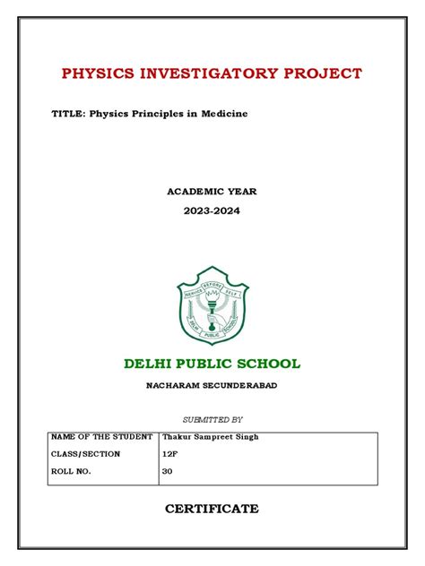 Rezultat imagine pentru Physics Investigatory Project Class 12 PDF