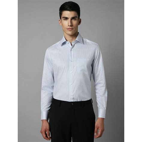 Buy Louis Philippe Men Blue Classic Fit Stripe Full Sleeves Formal ...