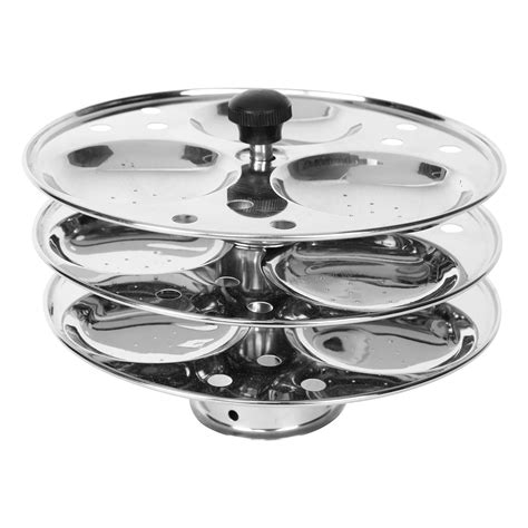 KCL Stainless Steel 3 Rack Idli Stand for Pressure Cooker 3 litres ...