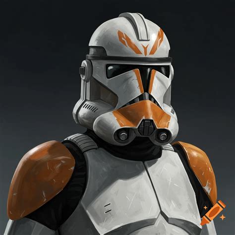 Close-up painting of a weathered Star Wars clone trooper in white and ...
