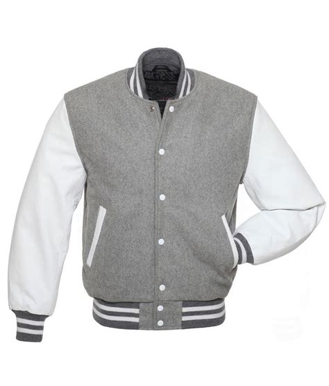 Grey Varsity Wool Jacket | Men’s Letterman Leather & Wool Jacket