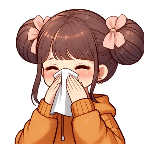 Girl Using A Tissue To Wipe Her Nose Clipart On Transparent Background ...