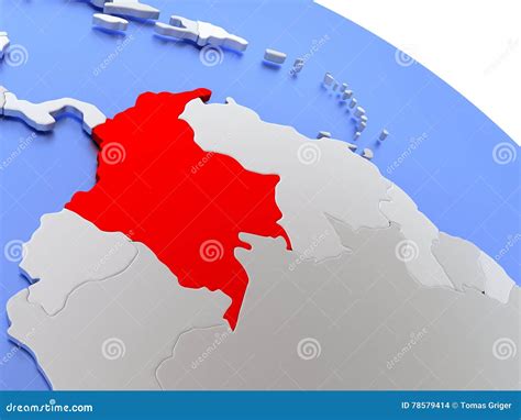 Colombia on world map stock illustration. Illustration of globe - 78579414