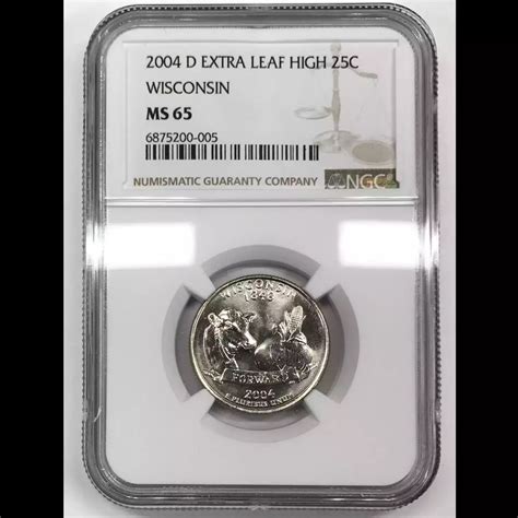 2004-D State Quarter NGC MS-65 EXTRA LEAF HIGH WISCONSIN - Old Pueblo Coin