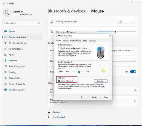 Image result for Click Lock Mouse Settings