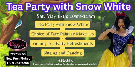 Snow White Tea Party - NPR location, LaDee-Da Kids Spa NPR, Elfers, 17 ...