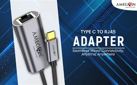 Amegon AMUA05C USB-C to Gigabit Ethernet Adapter–USB TypeC to RJ45 LAN ...