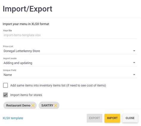 Image result for Menu Import Code