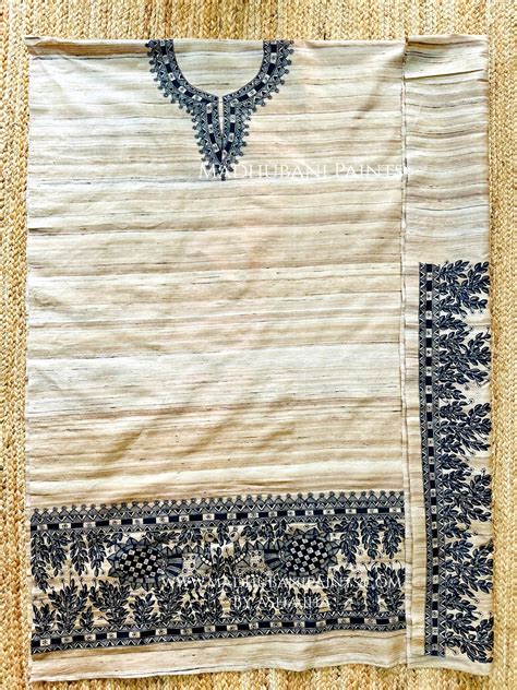 Mayur Black Hand painted Unstitched Raw Silk Kurta – MADHUBANI PAINTS ...