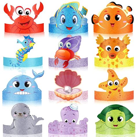 24 Pcs Sea Animals Headbands Sea Animals Birthday Party Hats Sea ...