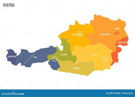 Austria Political Map, With The Capital Vienna, Most Important Cities And National Borders Stock ...