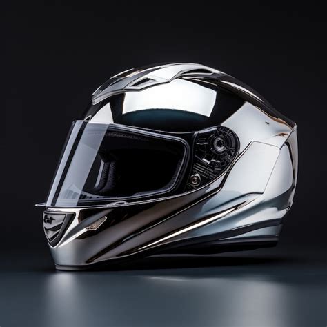 Close-up em capacete de motocicleta metálico | imagem gerada com IA