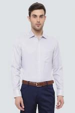 Buy Men White Classic Fit Stripe Full Sleeves Formal Shirt Online ...