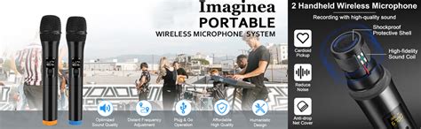 IMAGINEA Dual UHF Wireless Microphones with Rechargeable Receiver ...