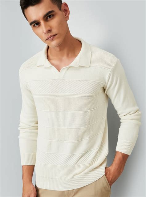 Buy Men Striped Knit Johnny Collar Sweater Online at just Rs. 1399.0 ...