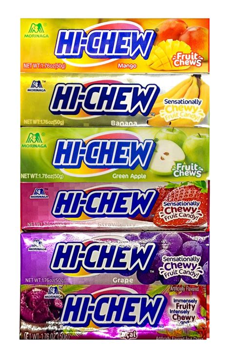 Hi-chew Assorted 6 Flavors Chewy Fruit Candies 1.76 oz. bar By Morinaga ...
