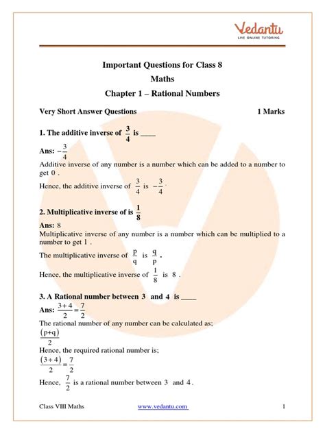 Math Chapter 1 Class 8 Revision Test 的图像结果