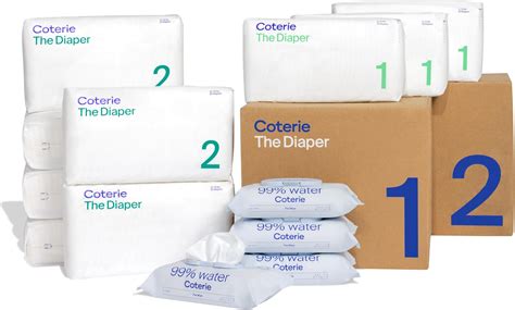 Amazon.com: Coterie Baby Wipes + Diapers Kit, Size 1 (99 Count) & Size ...