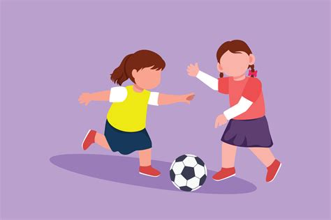 Kids Playing Football Cartoon