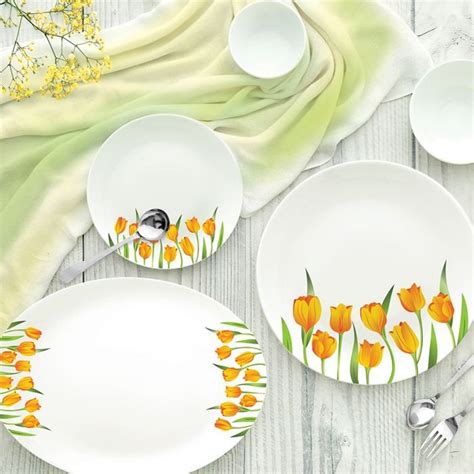 Cello Tulip Field Opal Dinnerware Royale Collection - 33 Pcs Dinner Set ...