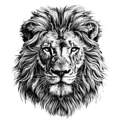 Lion Head In Black And White, Abstract, Africa, Aggressive PNG ...