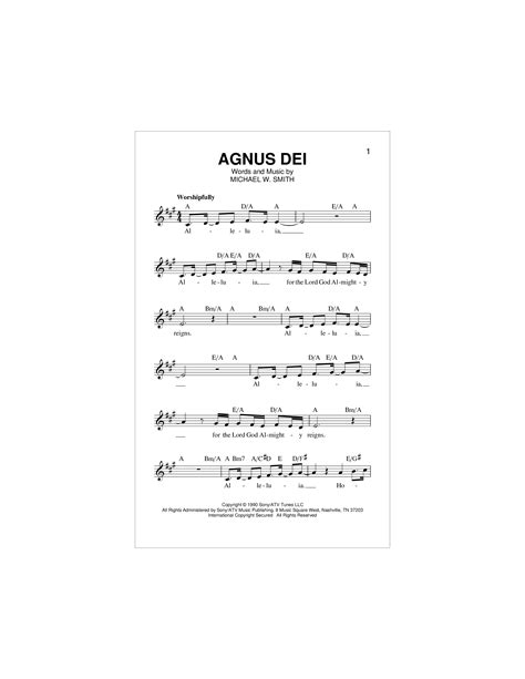 agnus dei Sheet music for Vocals by Michael W. Smith Official ...
