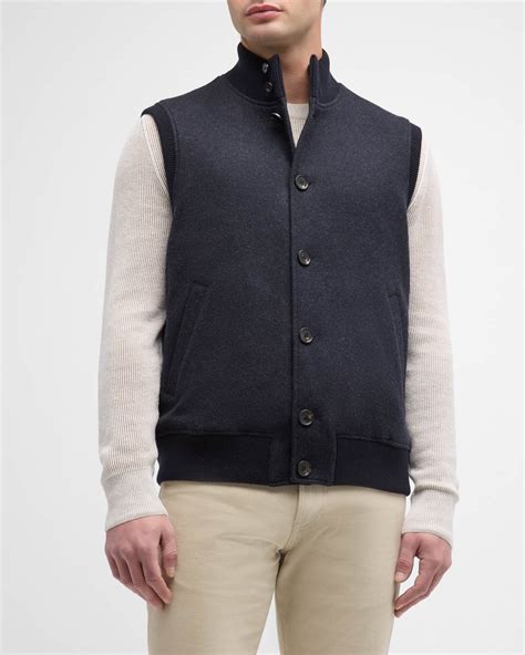 Loro Piana Men's Cashmere Button-Up Vest | Neiman Marcus