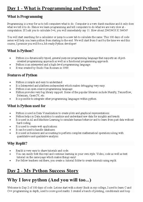 Python Notes Day 01-10 - Day 1 - What is Programming and Python? What ...