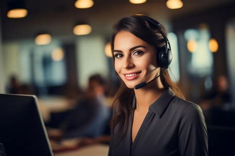 Joyful young customer service representative dedicated to excellence ...